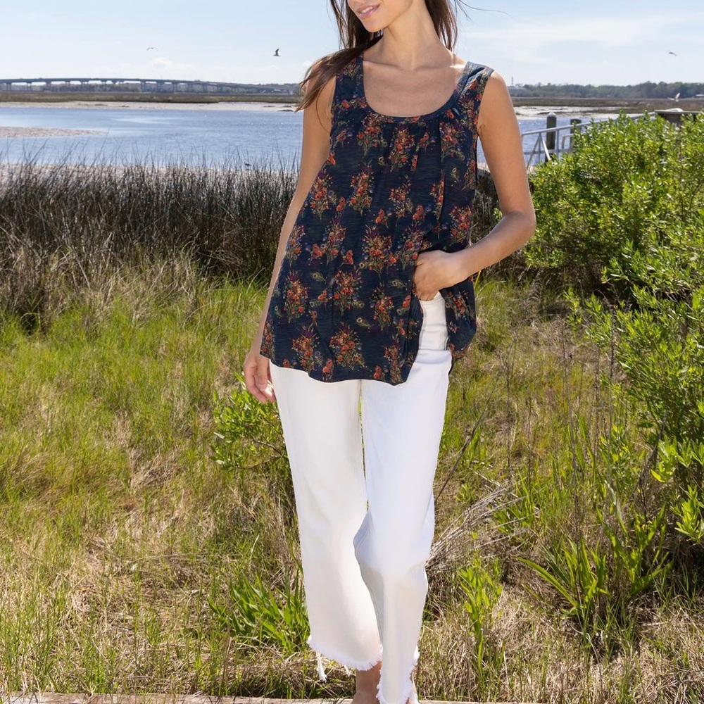 NATURAL LIFE  Free Spirit Knit Tank Top - Cream Botanicals - L/XL - Picture 4 of 9